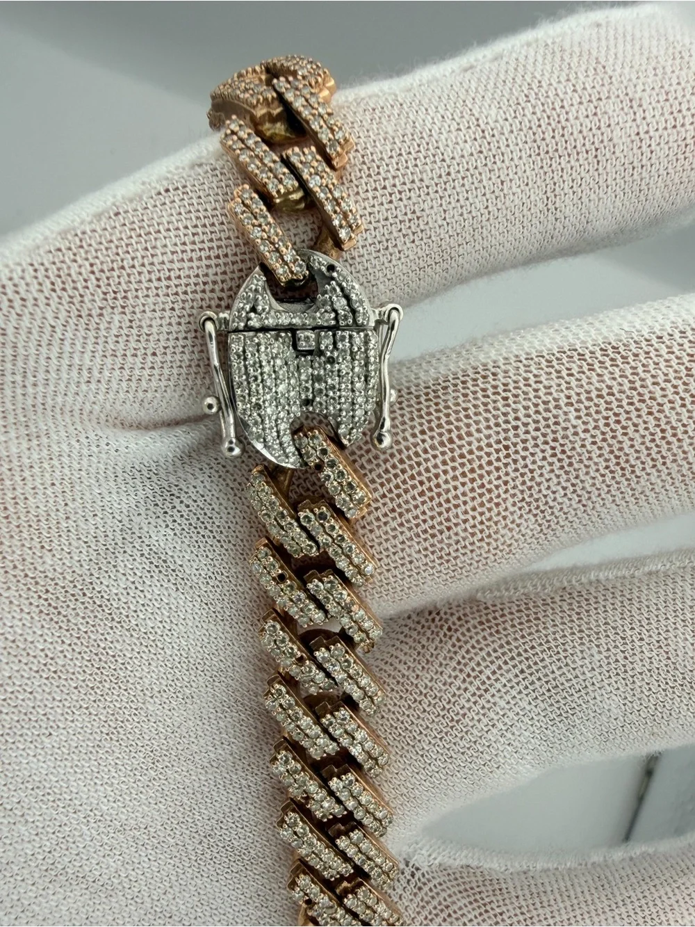 Rose Gold & Silver Pave Cuban Link Necklace - Luxury Jewelry